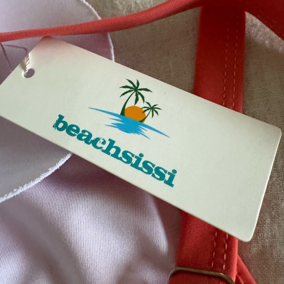 TOP ONLY - Tangerine / Coral Tankini top - Picture 3 of 9